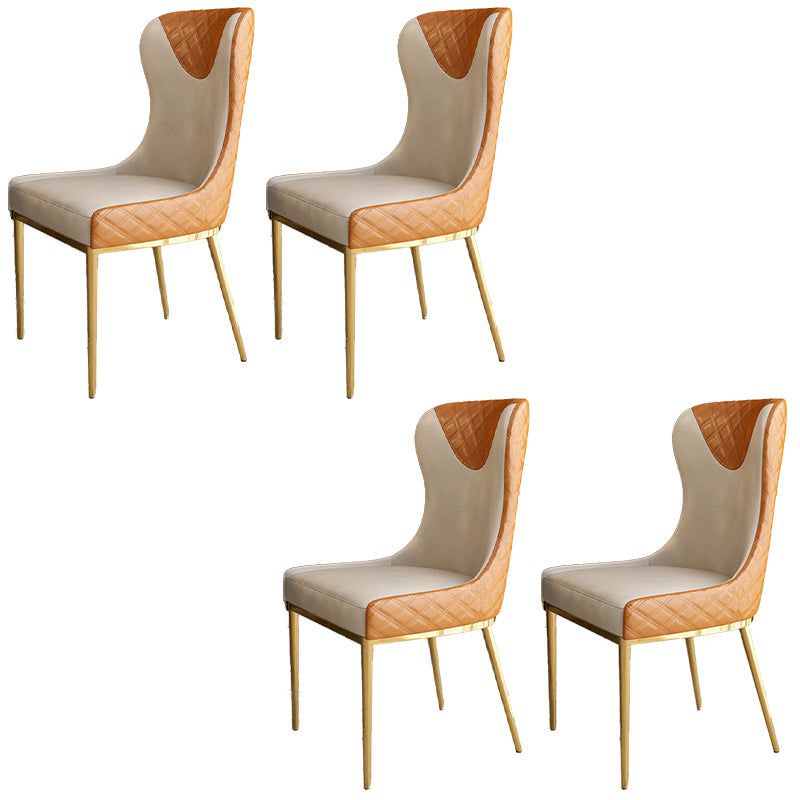 Nordic Style Wingback Armless Dining Chair Leather Dining Side Chair Orange 4 Piece Set Clearhalo 'Dining Chairs' 'Dining Tables & Seating' 'dining_chair' 'furn' 'furn_dining_chair' 'Furniture' 'furniture_dining_chair' 'Kitchen & Dining Furniture' 4912295
