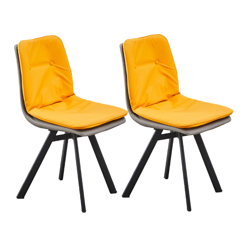 Contemporary Style Faux Leather Side Chair Armless Open Back Chairs for Kitchen Dark Yellow 2 Piece Set Clearhalo 'Dining Chairs' 'Dining Tables & Seating' 'dining_chair' 'furn' 'furn_dining_chair' 'Furniture' 'furniture_dining_chair' 'Kitchen & Dining Furniture' 4912300