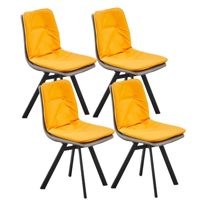 Contemporary Style Faux Leather Side Chair Armless Open Back Chairs for Kitchen Dark Yellow 4 Piece Set Clearhalo 'Dining Chairs' 'Dining Tables & Seating' 'dining_chair' 'furn' 'furn_dining_chair' 'Furniture' 'furniture_dining_chair' 'Kitchen & Dining Furniture' 4912303