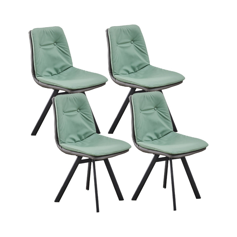 Contemporary Style Faux Leather Side Chair Armless Open Back Chairs for Kitchen Green 4 Piece Set Clearhalo 'Dining Chairs' 'Dining Tables & Seating' 'dining_chair' 'furn' 'furn_dining_chair' 'Furniture' 'furniture_dining_chair' 'Kitchen & Dining Furniture' 4912309