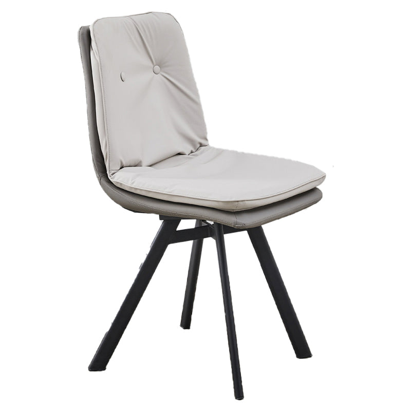 Contemporary Style Faux Leather Side Chair Armless Open Back Chairs for Kitchen Off-White 1 Piece Clearhalo 'Dining Chairs' 'Dining Tables & Seating' 'dining_chair' 'furn' 'furn_dining_chair' 'Furniture' 'furniture_dining_chair' 'Kitchen & Dining Furniture' 4912310