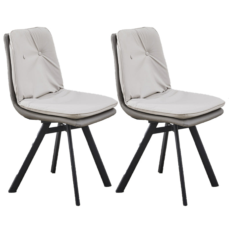 Contemporary Style Faux Leather Side Chair Armless Open Back Chairs for Kitchen Off-White 2 Piece Set Clearhalo 'Dining Chairs' 'Dining Tables & Seating' 'dining_chair' 'furn' 'furn_dining_chair' 'Furniture' 'furniture_dining_chair' 'Kitchen & Dining Furniture' 4912312