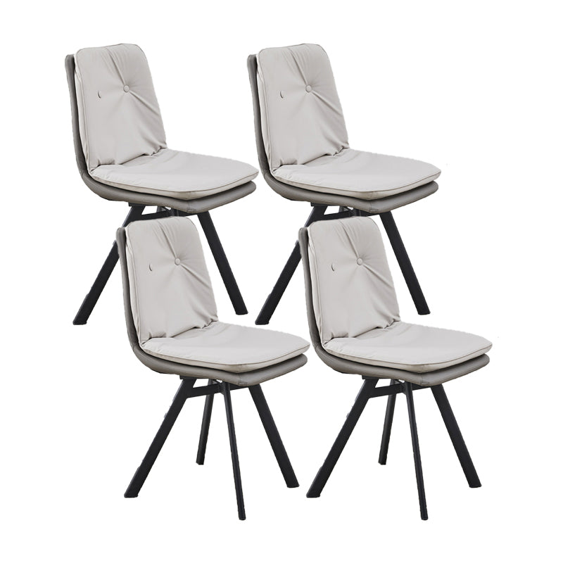 Contemporary Style Faux Leather Side Chair Armless Open Back Chairs for Kitchen Off-White 4 Piece Set Clearhalo 'Dining Chairs' 'Dining Tables & Seating' 'dining_chair' 'furn' 'furn_dining_chair' 'Furniture' 'furniture_dining_chair' 'Kitchen & Dining Furniture' 4912315
