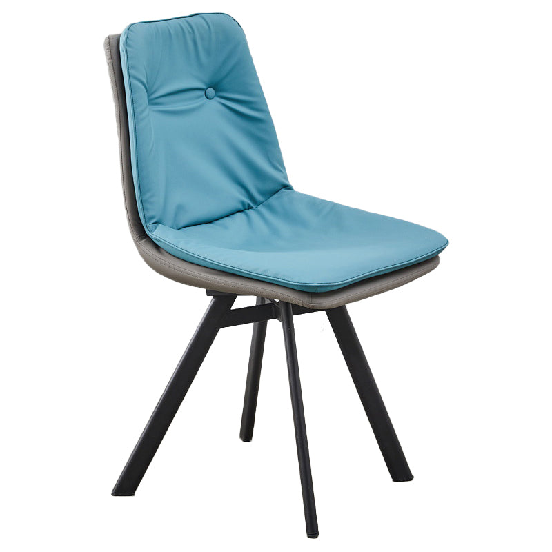 Contemporary Style Faux Leather Side Chair Armless Open Back Chairs for Kitchen Blue 1 Piece Clearhalo 'Dining Chairs' 'Dining Tables & Seating' 'dining_chair' 'furn' 'furn_dining_chair' 'Furniture' 'furniture_dining_chair' 'Kitchen & Dining Furniture' 4912320