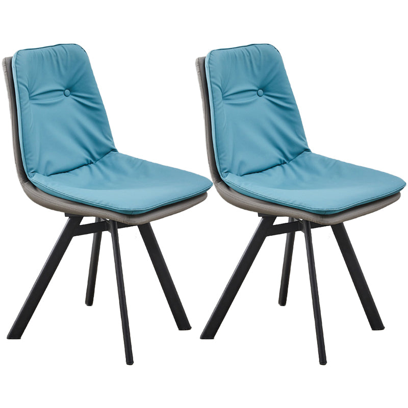Contemporary Style Faux Leather Side Chair Armless Open Back Chairs for Kitchen Blue 2 Piece Set Clearhalo 'Dining Chairs' 'Dining Tables & Seating' 'dining_chair' 'furn' 'furn_dining_chair' 'Furniture' 'furniture_dining_chair' 'Kitchen & Dining Furniture' 4912321