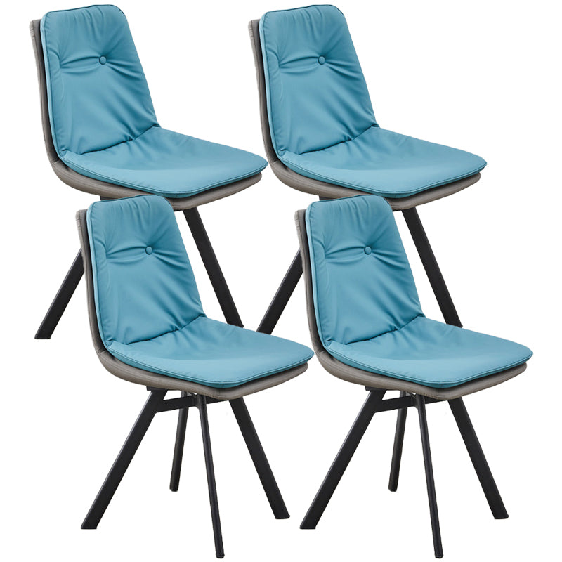 Contemporary Style Faux Leather Side Chair Armless Open Back Chairs for Kitchen Blue 4 Piece Set Clearhalo 'Dining Chairs' 'Dining Tables & Seating' 'dining_chair' 'furn' 'furn_dining_chair' 'Furniture' 'furniture_dining_chair' 'Kitchen & Dining Furniture' 4912322