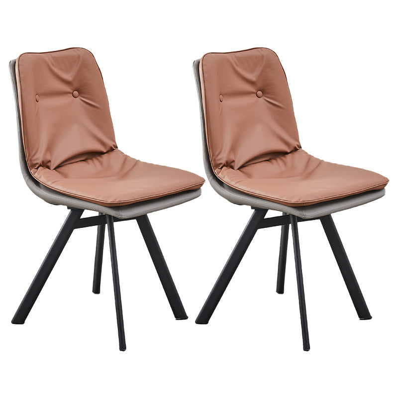 Contemporary Style Faux Leather Side Chair Armless Open Back Chairs for Kitchen Coffee 2 Piece Set Clearhalo 'Dining Chairs' 'Dining Tables & Seating' 'dining_chair' 'furn' 'furn_dining_chair' 'Furniture' 'furniture_dining_chair' 'Kitchen & Dining Furniture' 4912324