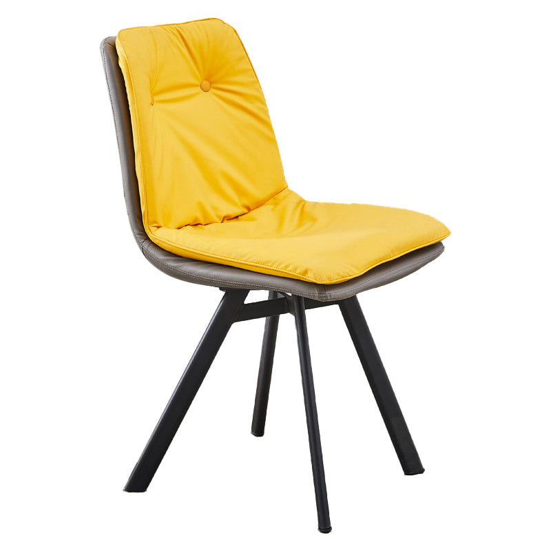 Contemporary Style Faux Leather Side Chair Armless Open Back Chairs for Kitchen Light Yellow 1 Piece Clearhalo 'Dining Chairs' 'Dining Tables & Seating' 'dining_chair' 'furn' 'furn_dining_chair' 'Furniture' 'furniture_dining_chair' 'Kitchen & Dining Furniture' 4912326