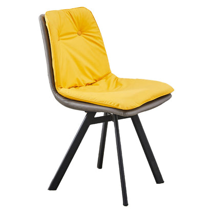 Contemporary Style Faux Leather Side Chair Armless Open Back Chairs for Kitchen Light Yellow 1 Piece Clearhalo 'Dining Chairs' 'Dining Tables & Seating' 'dining_chair' 'furn' 'furn_dining_chair' 'Furniture' 'furniture_dining_chair' 'Kitchen & Dining Furniture' 4912326