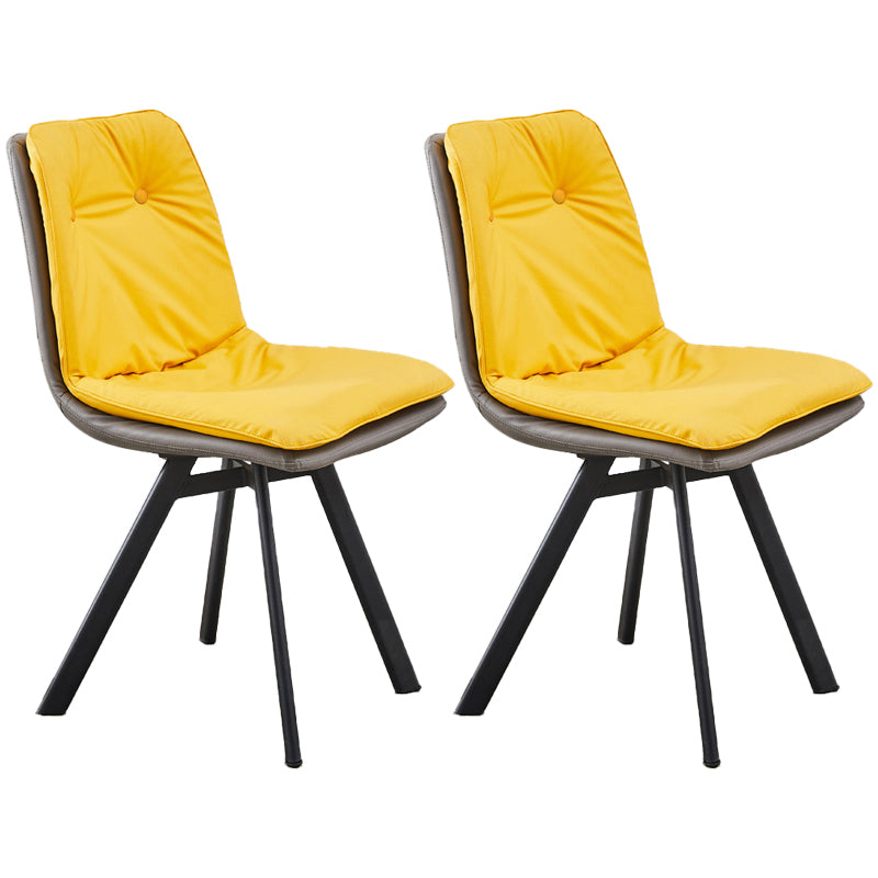 Contemporary Style Faux Leather Side Chair Armless Open Back Chairs for Kitchen Light Yellow 2 Piece Set Clearhalo 'Dining Chairs' 'Dining Tables & Seating' 'dining_chair' 'furn' 'furn_dining_chair' 'Furniture' 'furniture_dining_chair' 'Kitchen & Dining Furniture' 4912327