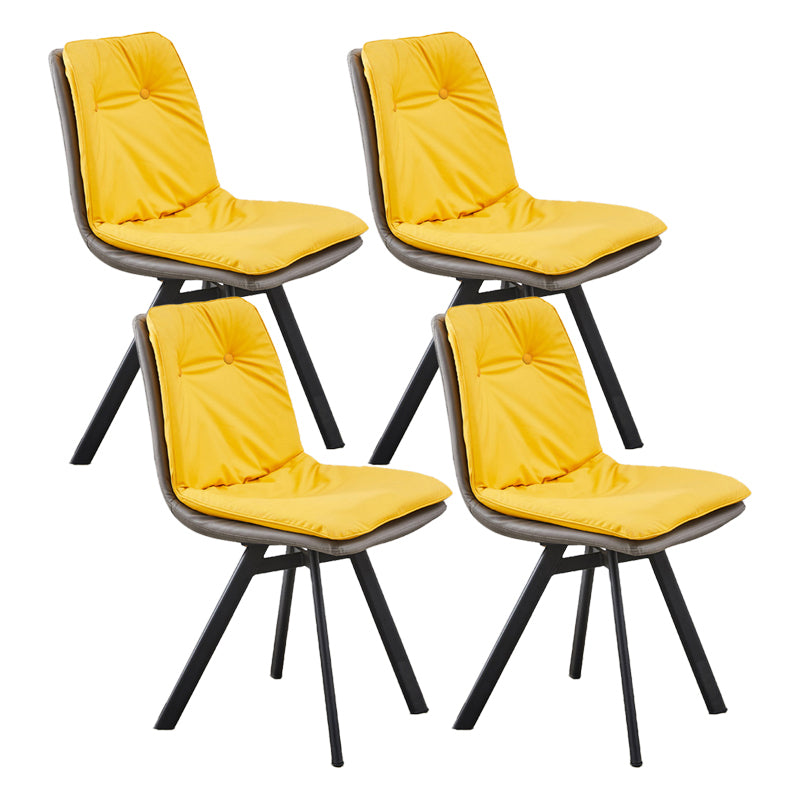 Contemporary Style Faux Leather Side Chair Armless Open Back Chairs for Kitchen Light Yellow 4 Piece Set Clearhalo 'Dining Chairs' 'Dining Tables & Seating' 'dining_chair' 'furn' 'furn_dining_chair' 'Furniture' 'furniture_dining_chair' 'Kitchen & Dining Furniture' 4912328
