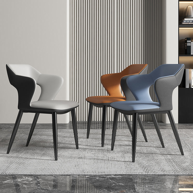 Minimalist Design Arm Open Back Side Chairs Faux Leather Side Chair Clearhalo 'Dining Chairs' 'Dining Tables & Seating' 'dining_chair' 'furn' 'furn_dining_chair' 'Furniture' 'furniture_dining_chair' 'Kitchen & Dining Furniture' 4912337