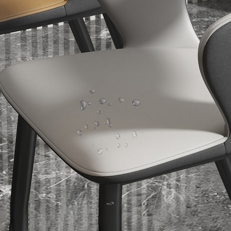 Minimalist Design Arm Open Back Side Chairs Faux Leather Side Chair Clearhalo 'Dining Chairs' 'Dining Tables & Seating' 'dining_chair' 'furn' 'furn_dining_chair' 'Furniture' 'furniture_dining_chair' 'Kitchen & Dining Furniture' 4912342