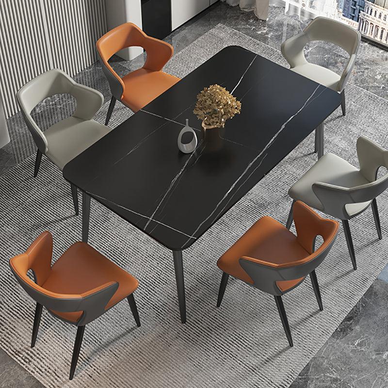 Minimalist Design Arm Open Back Side Chairs Faux Leather Side Chair Clearhalo 'Dining Chairs' 'Dining Tables & Seating' 'dining_chair' 'furn' 'furn_dining_chair' 'Furniture' 'furniture_dining_chair' 'Kitchen & Dining Furniture' 4912346