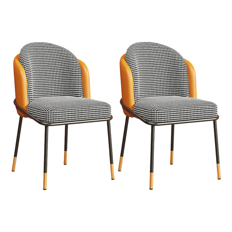 Scandinavian Upholstered Fabric Dining Side Chair Solid Back Chair Orange Houndstooth 2 Piece Set Clearhalo 'Dining Chairs' 'Dining Tables & Seating' 'dining_chair' 'furn' 'furn_dining_chair' 'Furniture' 'furniture_dining_chair' 'Kitchen & Dining Furniture' 4912351