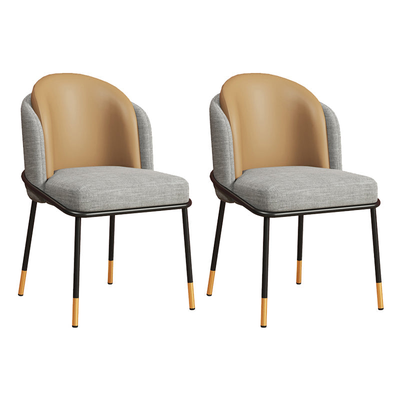 Scandinavian Upholstered Fabric Dining Side Chair Solid Back Chair Gray-Khaki 2 Piece Set Clearhalo 'Dining Chairs' 'Dining Tables & Seating' 'dining_chair' 'furn' 'furn_dining_chair' 'Furniture' 'furniture_dining_chair' 'Kitchen & Dining Furniture' 4912363