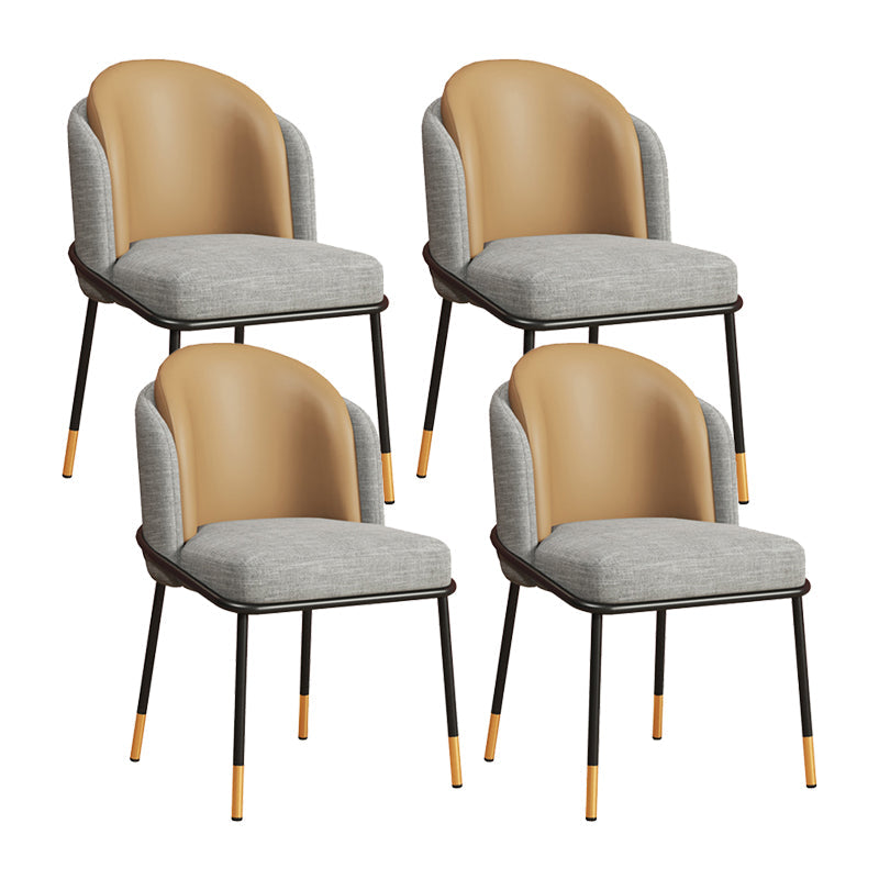 Scandinavian Upholstered Fabric Dining Side Chair Solid Back Chair Gray-Khaki 4 Piece Set Clearhalo 'Dining Chairs' 'Dining Tables & Seating' 'dining_chair' 'furn' 'furn_dining_chair' 'Furniture' 'furniture_dining_chair' 'Kitchen & Dining Furniture' 4912365