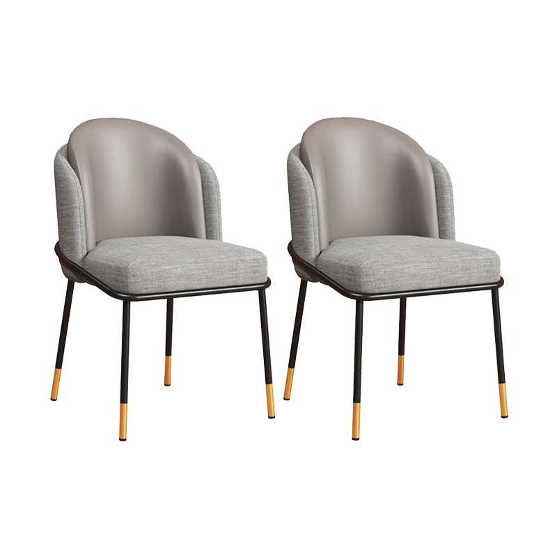 Scandinavian Upholstered Fabric Dining Side Chair Solid Back Chair Grey 2 Piece Set Clearhalo 'Dining Chairs' 'Dining Tables & Seating' 'dining_chair' 'furn' 'furn_dining_chair' 'Furniture' 'furniture_dining_chair' 'Kitchen & Dining Furniture' 4912368