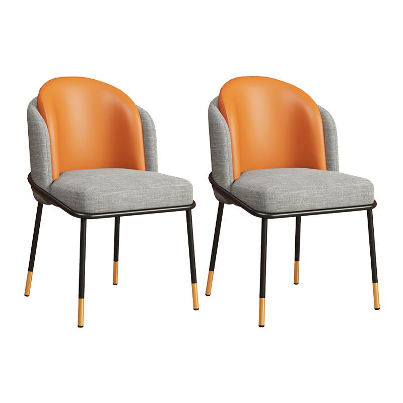 Scandinavian Upholstered Fabric Dining Side Chair Solid Back Chair Grey Orange 2 Piece Set Clearhalo 'Dining Chairs' 'Dining Tables & Seating' 'dining_chair' 'furn' 'furn_dining_chair' 'Furniture' 'furniture_dining_chair' 'Kitchen & Dining Furniture' 4912371