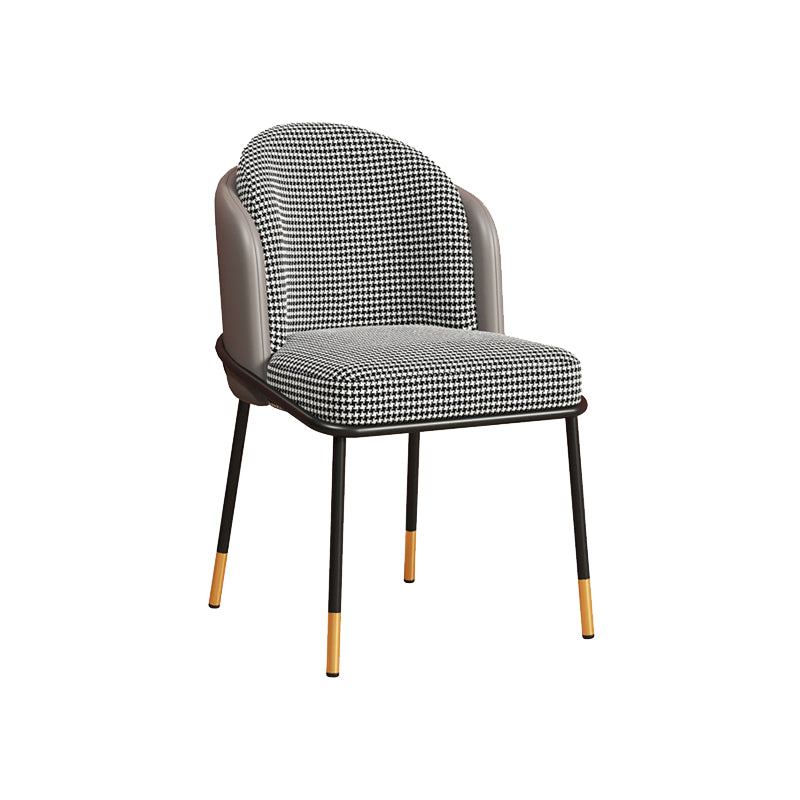 Scandinavian Upholstered Fabric Dining Side Chair Solid Back Chair Gray Houndstooth 1 Piece Clearhalo 'Dining Chairs' 'Dining Tables & Seating' 'dining_chair' 'furn' 'furn_dining_chair' 'Furniture' 'furniture_dining_chair' 'Kitchen & Dining Furniture' 4912373
