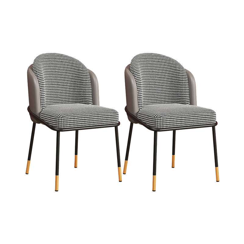 Scandinavian Upholstered Fabric Dining Side Chair Solid Back Chair Gray Houndstooth 2 Piece Set Clearhalo 'Dining Chairs' 'Dining Tables & Seating' 'dining_chair' 'furn' 'furn_dining_chair' 'Furniture' 'furniture_dining_chair' 'Kitchen & Dining Furniture' 4912374
