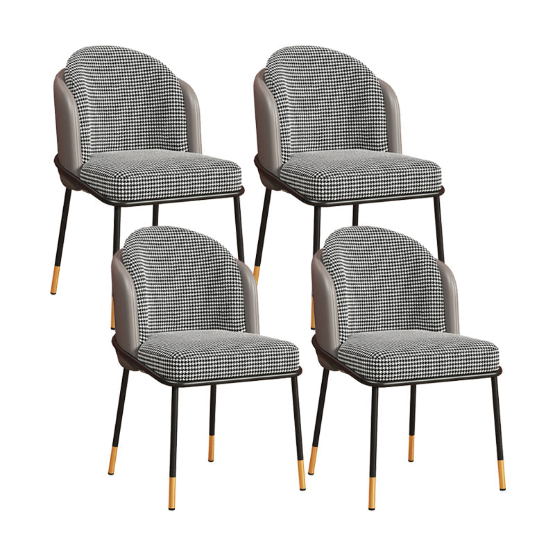 Scandinavian Upholstered Fabric Dining Side Chair Solid Back Chair Gray Houndstooth 4 Piece Set Clearhalo 'Dining Chairs' 'Dining Tables & Seating' 'dining_chair' 'furn' 'furn_dining_chair' 'Furniture' 'furniture_dining_chair' 'Kitchen & Dining Furniture' 4912375