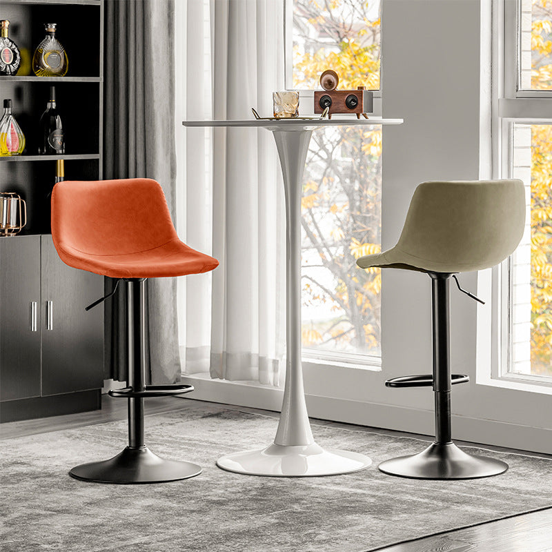 Contemporary Adjustable Footrest Barstool Matte Finish Leather Stool Clearhalo 'Bar Furniture' 'Bar Stools' 'bar_stools' 'furn' 'furn_bar_stools' 'Furniture' 'furniture_bar_stools' 'Kitchen & Dining Furniture' 4912384