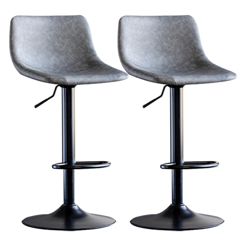 Contemporary Adjustable Footrest Barstool Matte Finish Leather Stool Grey 2 Piece Set Clearhalo 'Bar Furniture' 'Bar Stools' 'bar_stools' 'furn' 'furn_bar_stools' 'Furniture' 'furniture_bar_stools' 'Kitchen & Dining Furniture' 4912385