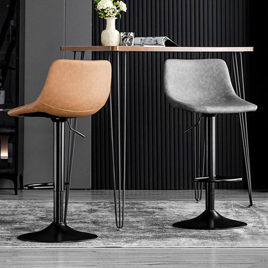 Contemporary Adjustable Footrest Barstool Matte Finish Leather Stool Clearhalo 'Bar Furniture' 'Bar Stools' 'bar_stools' 'furn' 'furn_bar_stools' 'Furniture' 'furniture_bar_stools' 'Kitchen & Dining Furniture' 4912395