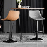 Contemporary Adjustable Footrest Barstool Matte Finish Leather Stool Clearhalo 'Bar Furniture' 'Bar Stools' 'bar_stools' 'furn' 'furn_bar_stools' 'Furniture' 'furniture_bar_stools' 'Kitchen & Dining Furniture' 4912395