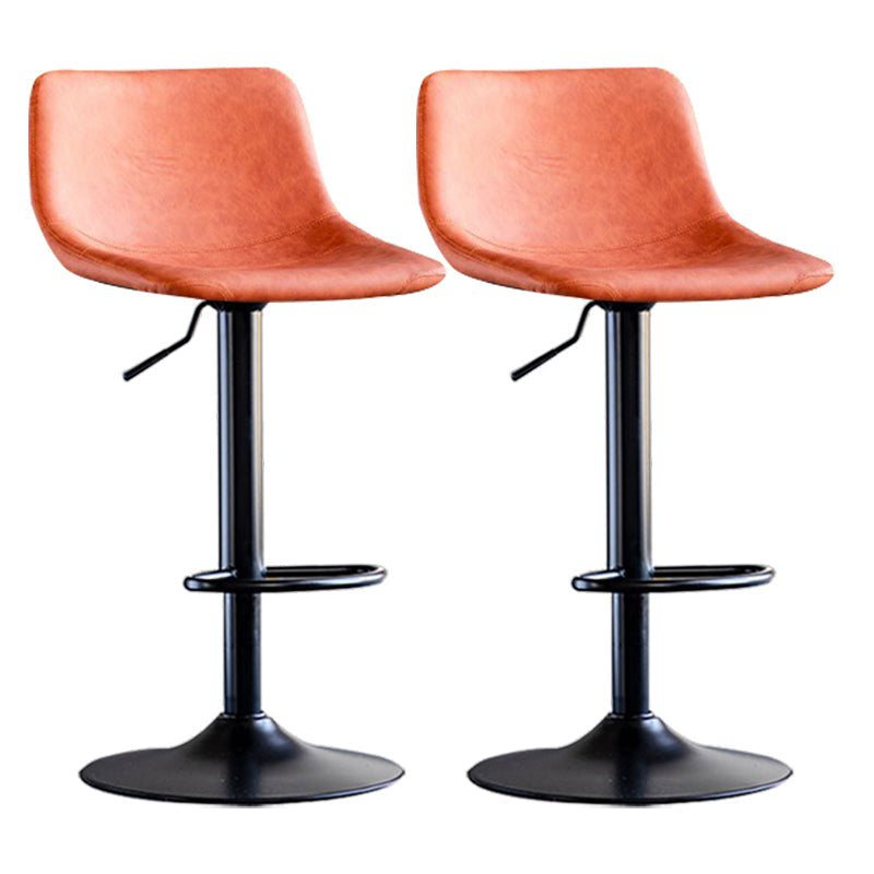 Contemporary Adjustable Footrest Barstool Matte Finish Leather Stool Orange 2 Piece Set Clearhalo 'Bar Furniture' 'Bar Stools' 'bar_stools' 'furn' 'furn_bar_stools' 'Furniture' 'furniture_bar_stools' 'Kitchen & Dining Furniture' 4912397