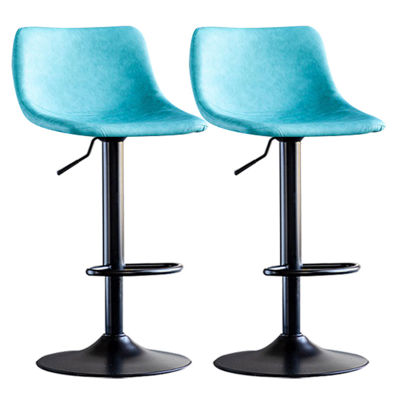 Contemporary Adjustable Footrest Barstool Matte Finish Leather Stool Blue 2 Piece Set Clearhalo 'Bar Furniture' 'Bar Stools' 'bar_stools' 'furn' 'furn_bar_stools' 'Furniture' 'furniture_bar_stools' 'Kitchen & Dining Furniture' 4912403