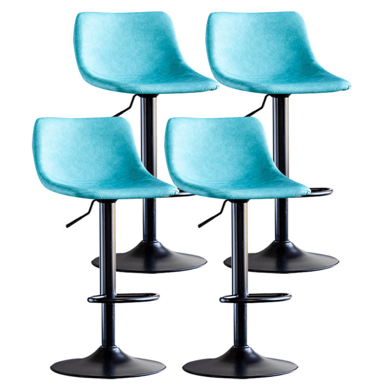 Contemporary Adjustable Footrest Barstool Matte Finish Leather Stool Blue 4 Piece Set Clearhalo 'Bar Furniture' 'Bar Stools' 'bar_stools' 'furn' 'furn_bar_stools' 'Furniture' 'furniture_bar_stools' 'Kitchen & Dining Furniture' 4912404
