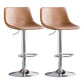 Contemporary Adjustable Footrest Barstool Matte Finish Leather Stool Silver Brown 2 Piece Set Clearhalo 'Bar Furniture' 'Bar Stools' 'bar_stools' 'furn' 'furn_bar_stools' 'Furniture' 'furniture_bar_stools' 'Kitchen & Dining Furniture' 4912409