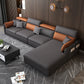 Contemporary Faux Leather Living Room Sofa Dark Gray Cushion Back Sectional Clearhalo 'Furniture' 'furniture_sectionals' 'Living Room Furniture' 'Sectionals' 4912414