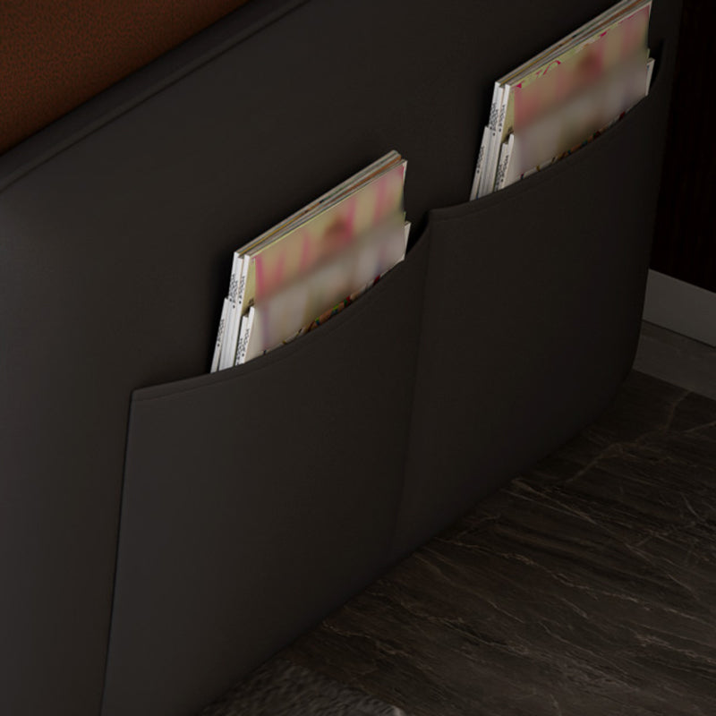 Contemporary Faux Leather Living Room Sofa Dark Gray Cushion Back Sectional Clearhalo 'Furniture' 'furniture_sectionals' 'Living Room Furniture' 'Sectionals' 4912421