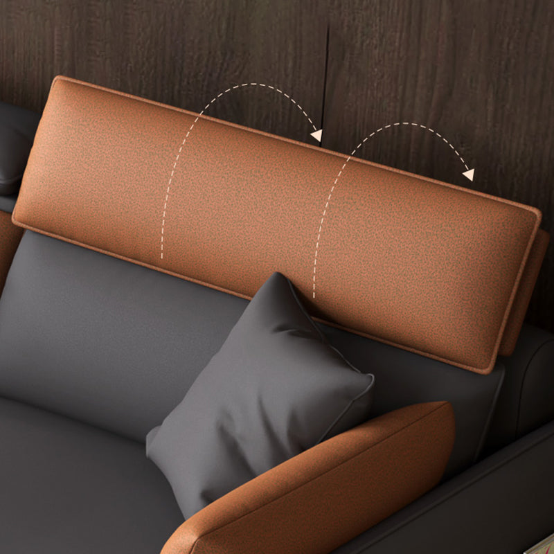 Contemporary Faux Leather Living Room Sofa Dark Gray Cushion Back Sectional Clearhalo 'Furniture' 'furniture_sectionals' 'Living Room Furniture' 'Sectionals' 4912422