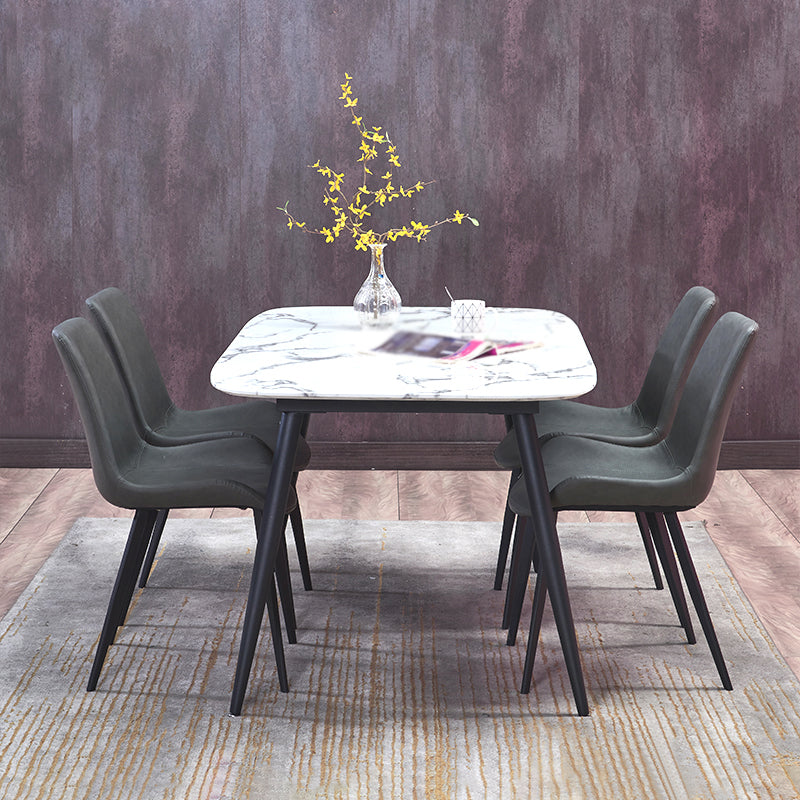 1/4/5/7 Pieces Modern Dining Room Set Rectangle Table Dining Set with 4 Legs 5 Pieces: Table, 4 Chairs Clearhalo 'Dining Room Sets' 'Dining Tables & Seating' 'dining_room_set' 'furn' 'furn_dining_room_set' 'Furniture' 'furniture_dining_room_set' 'Kitchen & Dining Furniture' 4912431
