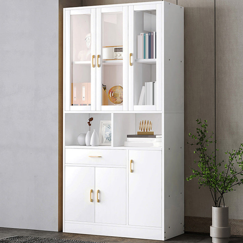 Urban Vertical Standard Bookcase Manufactured Wood Bookshelf with Doors White 31.5"L x 11.8"W x 68.5"H Clearhalo 'Bookcases' 'Furniture' 'furniture_bookcases' 'Office Furniture' 4912447