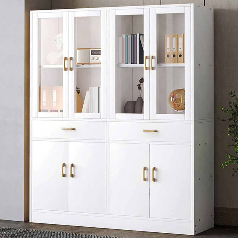Urban Vertical Standard Bookcase Manufactured Wood Bookshelf with Doors White 47.2"L x 11.8"W x 59.1"H Clearhalo 'Bookcases' 'Furniture' 'furniture_bookcases' 'Office Furniture' 4912450