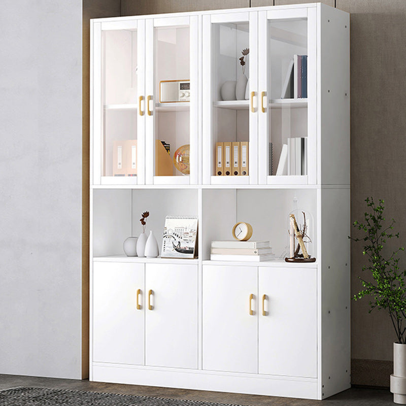 Urban Vertical Standard Bookcase Manufactured Wood Bookshelf with Doors White 47.2"L x 11.8"W x 68.5"H Clearhalo 'Bookcases' 'Furniture' 'furniture_bookcases' 'Office Furniture' 4912452
