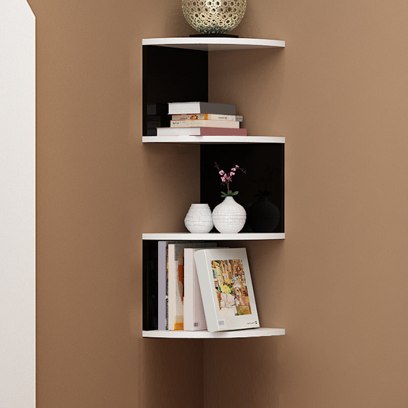 Contemporary Style Wall Mounted Bookcase Engineered Wood Bookshelf 10.2"L x 10.2"W x 33.5"H Black White Clearhalo 'Bookcases' 'furn' 'furn_bookcases' 'Furniture' 'furniture_bookcases' 'Office Furniture' 4912573
