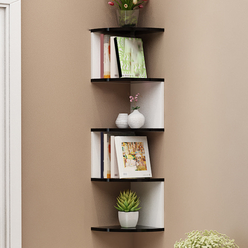 Contemporary Style Wall Mounted Bookcase Engineered Wood Bookshelf 10.2"L x 10.2"W x 44.5"H White-Black Clearhalo 'Bookcases' 'furn' 'furn_bookcases' 'Furniture' 'furniture_bookcases' 'Office Furniture' 4912574