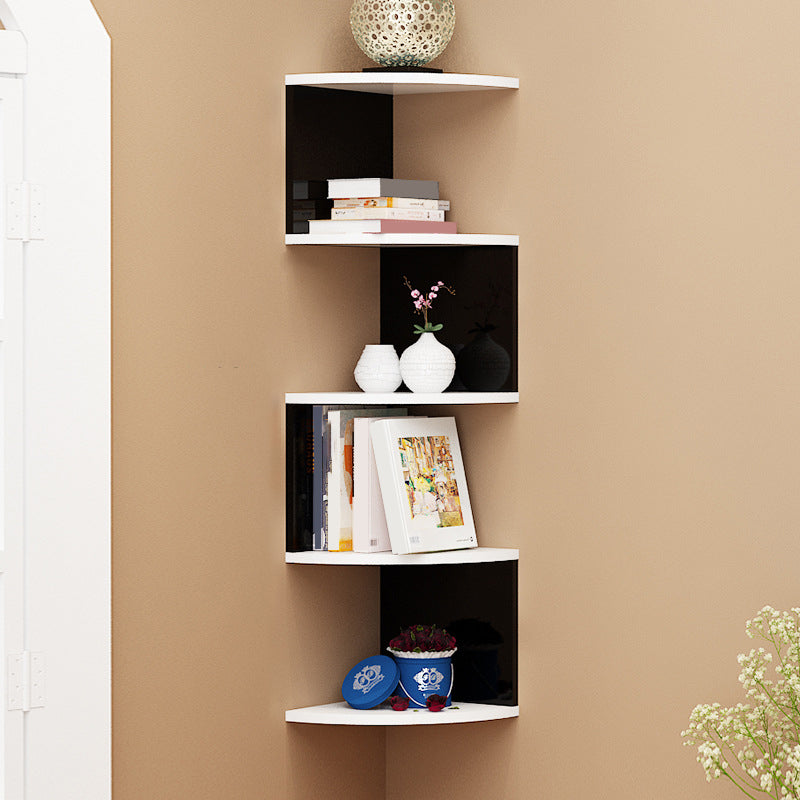 Contemporary Style Wall Mounted Bookcase Engineered Wood Bookshelf 10.2"L x 10.2"W x 44.5"H Black White Clearhalo 'Bookcases' 'furn' 'furn_bookcases' 'Furniture' 'furniture_bookcases' 'Office Furniture' 4912580