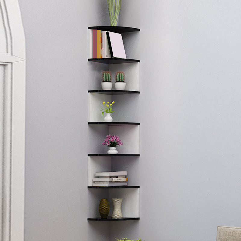 Contemporary Style Wall Mounted Bookcase Engineered Wood Bookshelf 7.9"L x 7.9"W x 52"H White-Black Clearhalo 'Bookcases' 'furn' 'furn_bookcases' 'Furniture' 'furniture_bookcases' 'Office Furniture' 4912582