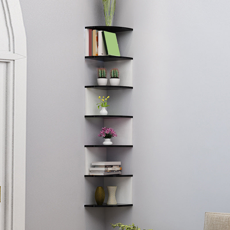 Contemporary Style Wall Mounted Bookcase Engineered Wood Bookshelf 10.2"L x 10.2"W x 66.1"H White-Black Clearhalo 'Bookcases' 'furn' 'furn_bookcases' 'Furniture' 'furniture_bookcases' 'Office Furniture' 4912589