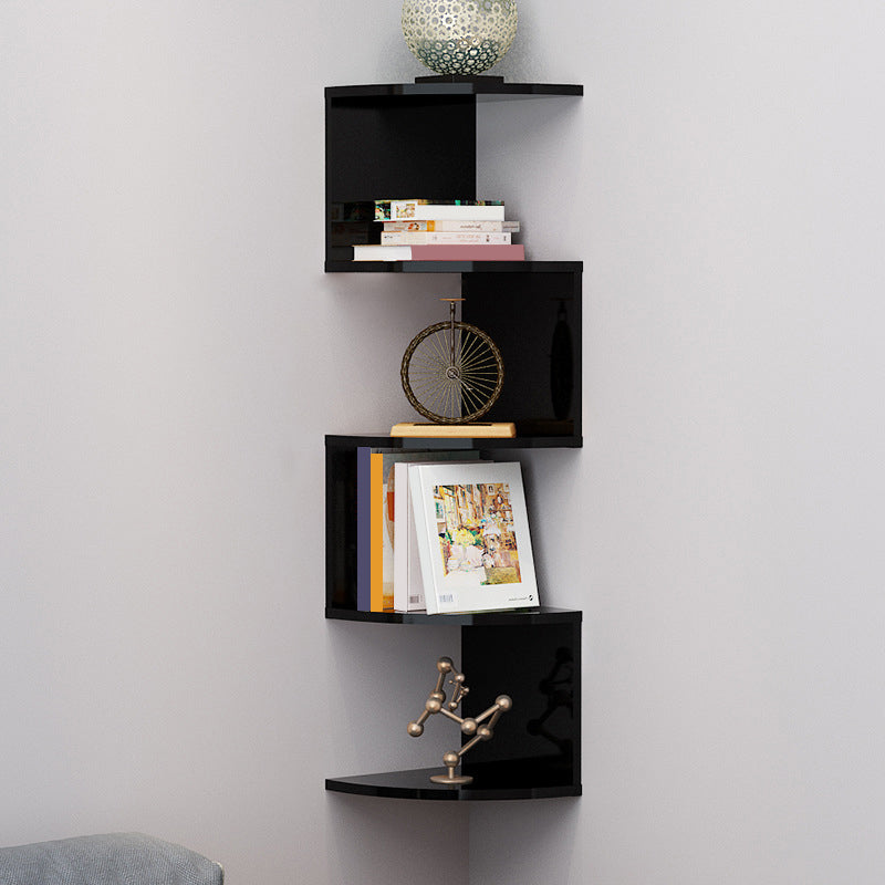 Contemporary Style Wall Mounted Bookcase Engineered Wood Bookshelf 7.9"L x 7.9"W x 34.6"H Black Clearhalo 'Bookcases' 'furn' 'furn_bookcases' 'Furniture' 'furniture_bookcases' 'Office Furniture' 4912591