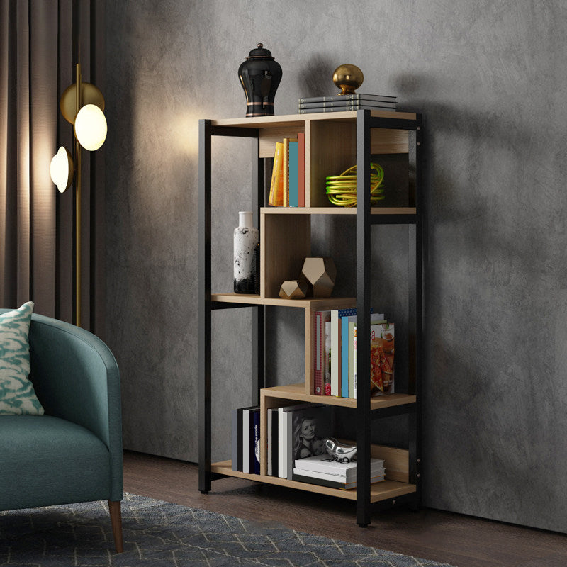 Modern Style Wood Bookcase Open Back Bookshelf for Home Office Natural 23.6"L x 10.6"W x 47.2"H Clearhalo 'Bookcases' 'Furniture' 'furniture_bookcases' 'Office Furniture' 4912644