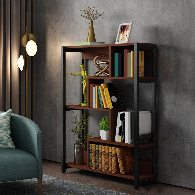 Modern Style Wood Bookcase Open Back Bookshelf for Home Office Brown 31.5"L x 10.6"W x 47.2"H Clearhalo 'Bookcases' 'Furniture' 'furniture_bookcases' 'Office Furniture' 4912646