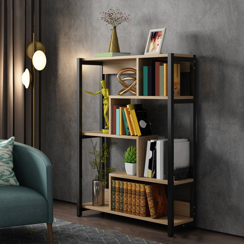 Modern Style Wood Bookcase Open Back Bookshelf for Home Office Natural 31.5"L x 10.6"W x 47.2"H Clearhalo 'Bookcases' 'Furniture' 'furniture_bookcases' 'Office Furniture' 4912647